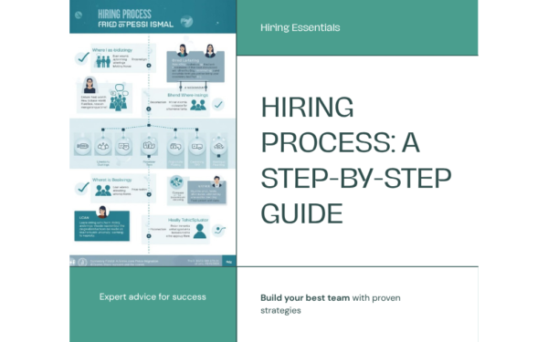 Step-by-step hiring process infographic showing 9 stages from job description to onboarding for building effective teams in 2026