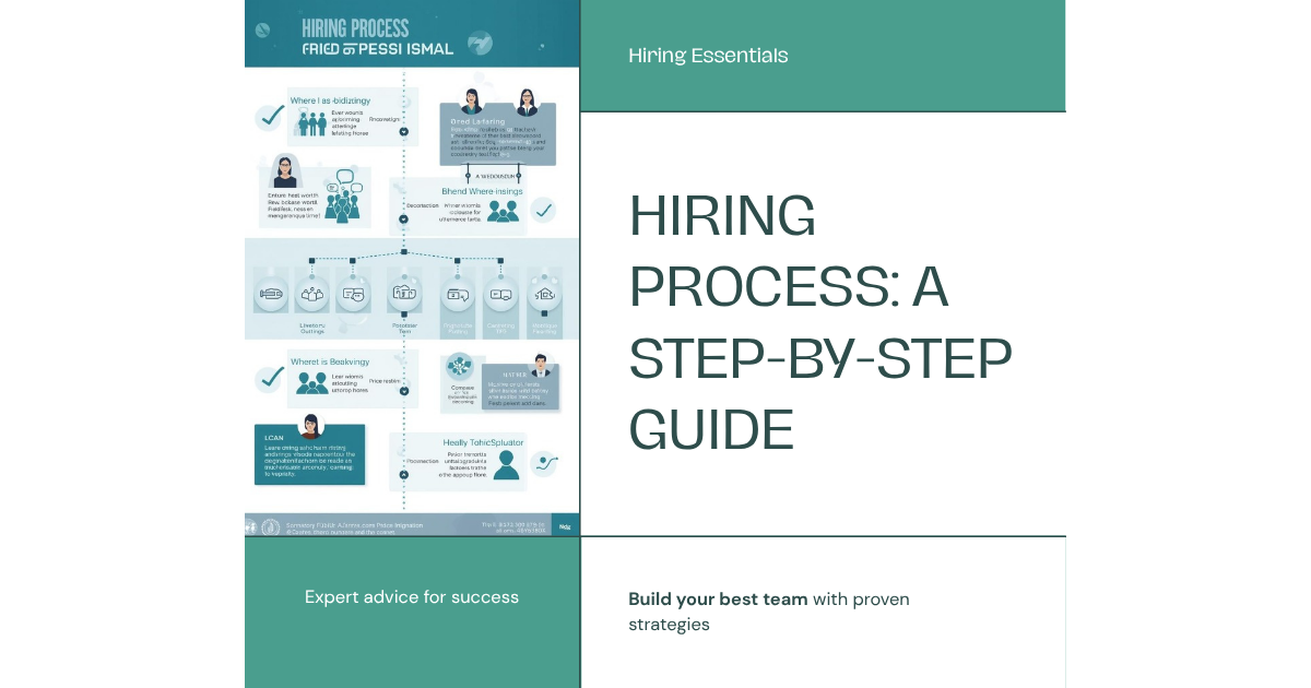 Step-by-step hiring process infographic showing 9 stages from job description to onboarding for building effective teams in 2026