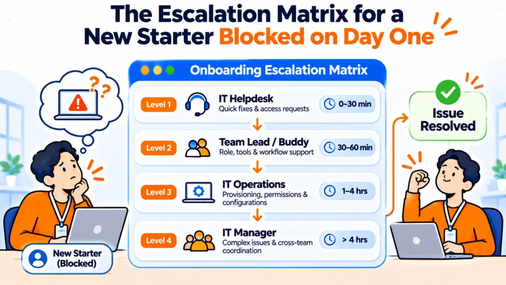 The Escalation Matrix for a New Starter Blocked on Day One