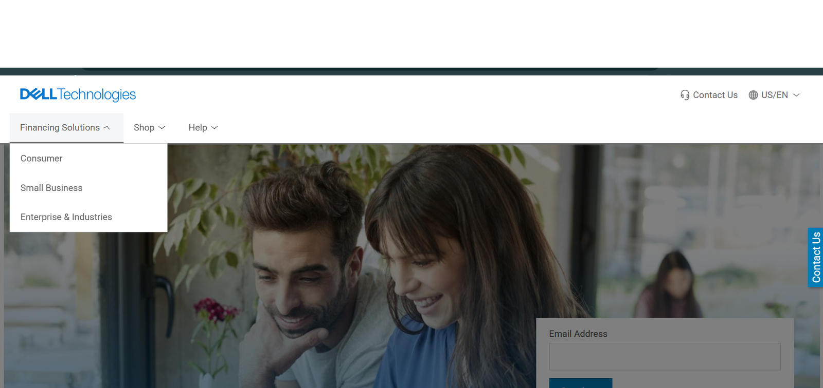 Dell Financial Services homepage screenshot