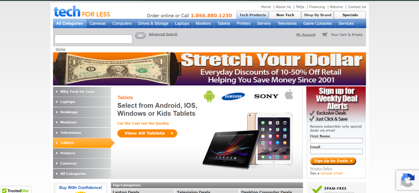 Tech for Less homepage screenshot